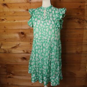 Milly | Mona Jungle Leopard Crinkle Chiffon Dress Small